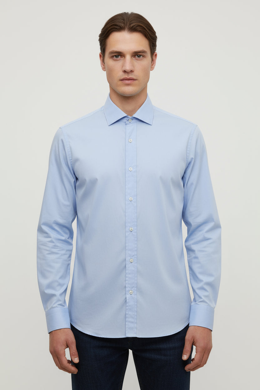 camicia celeste Aquascutum